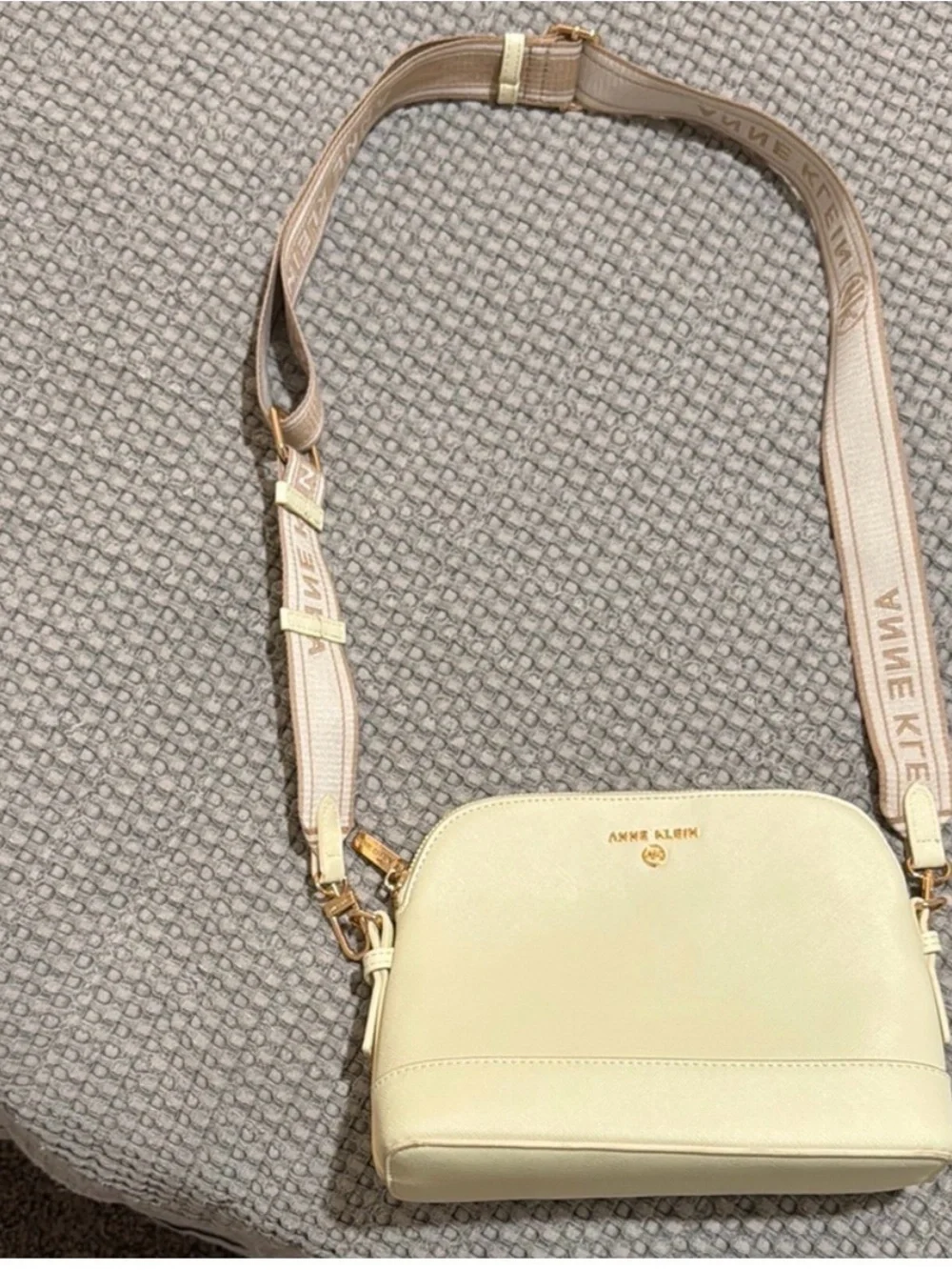 Anne Klein Pale Butter Yellow Dome Crossbody Bag